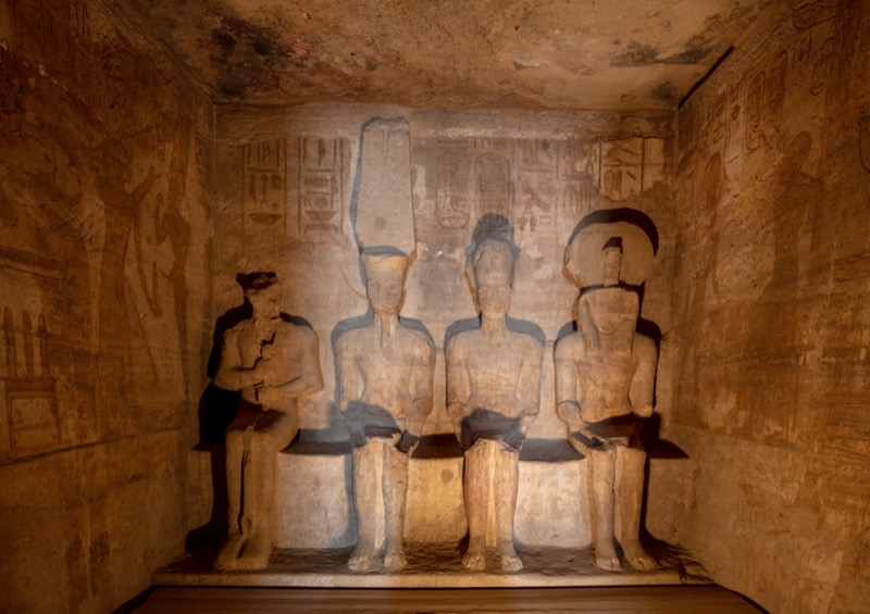 Abu Simbel temple facade showing four colossal statues of Ramesses II